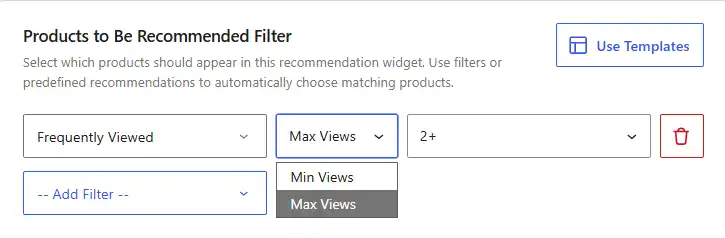 WowRecommend filter by frequently viewed