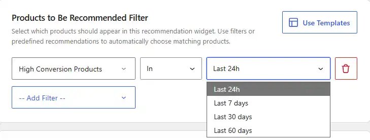 WowRecommend filter by high conversion products