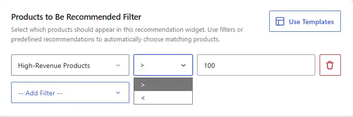 WowRecommend filter by high revenue products