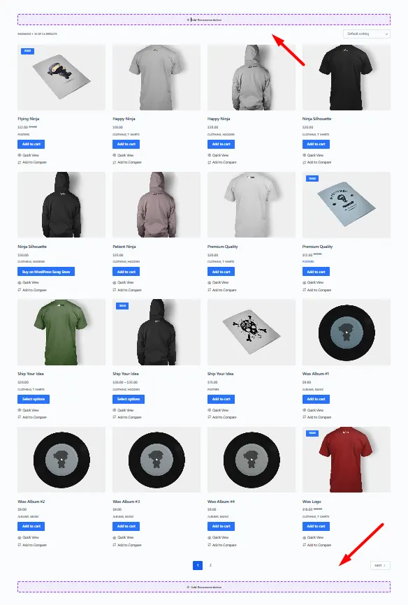 WowRecommend shop page placements
