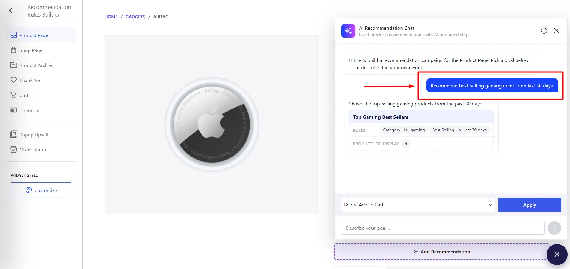 ask ai about the recommendation requirements