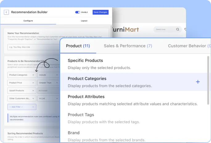 Banner image showing product specific recommendation filters