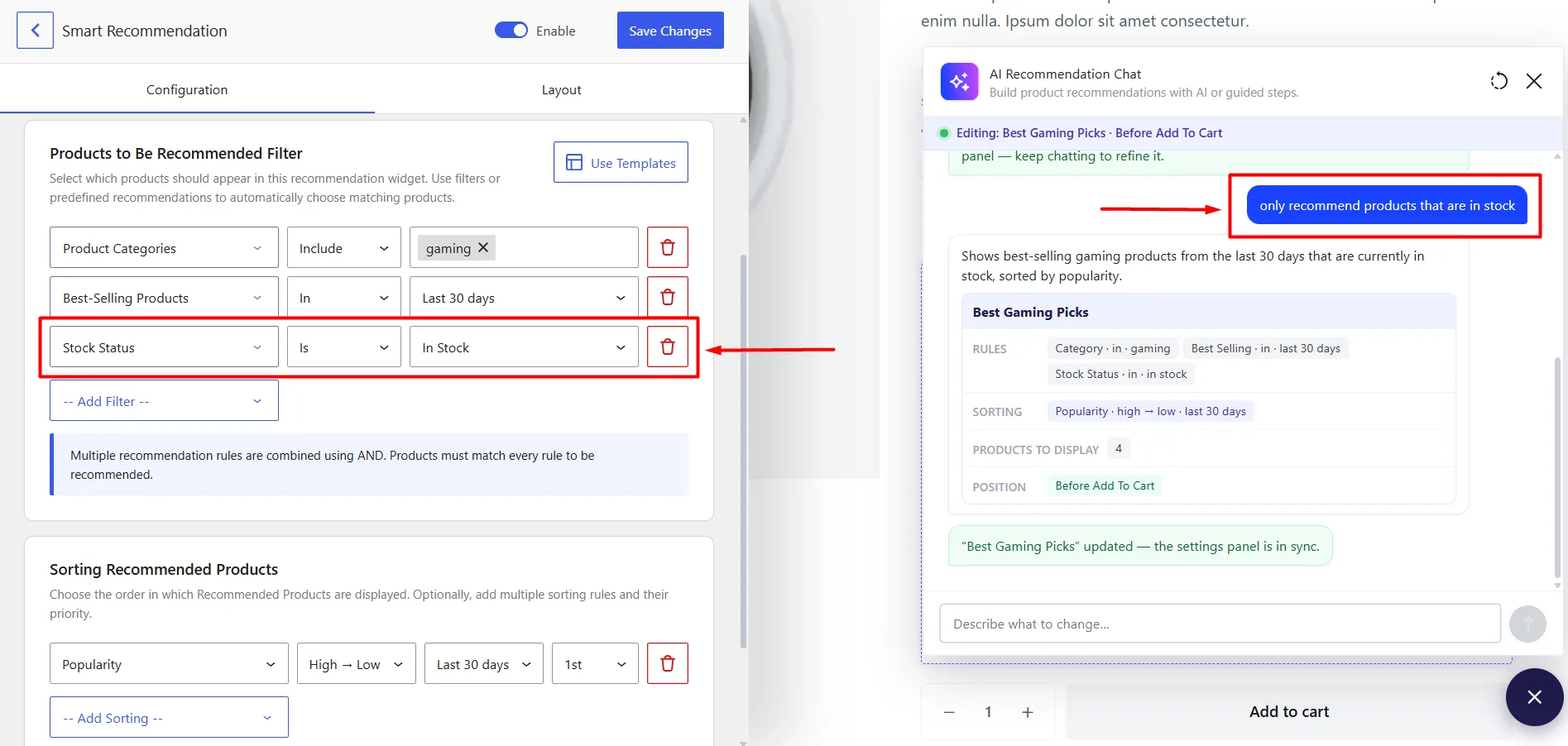 Image showing refinement of recommendation using AI