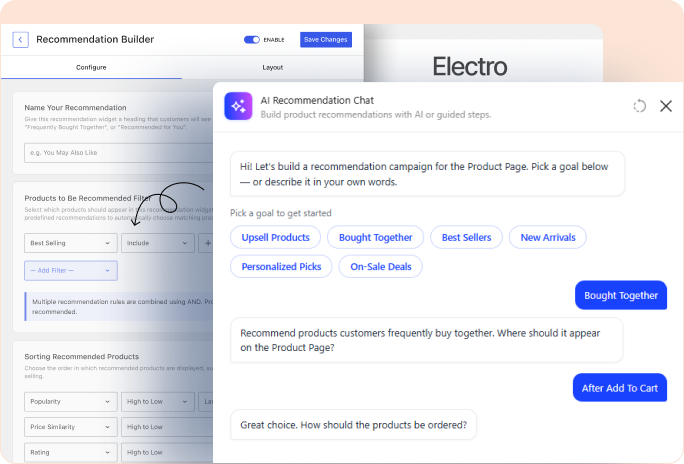 setting up recommendation with guided step