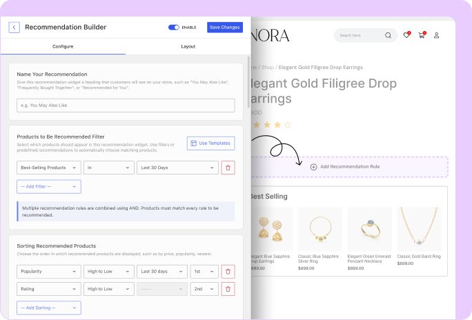 setting up recommendations manually
