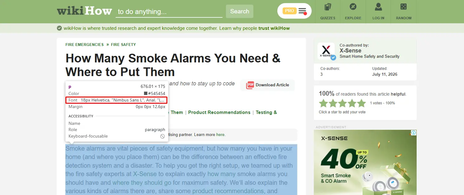 wikiHow article page view with highlighted typography and font size