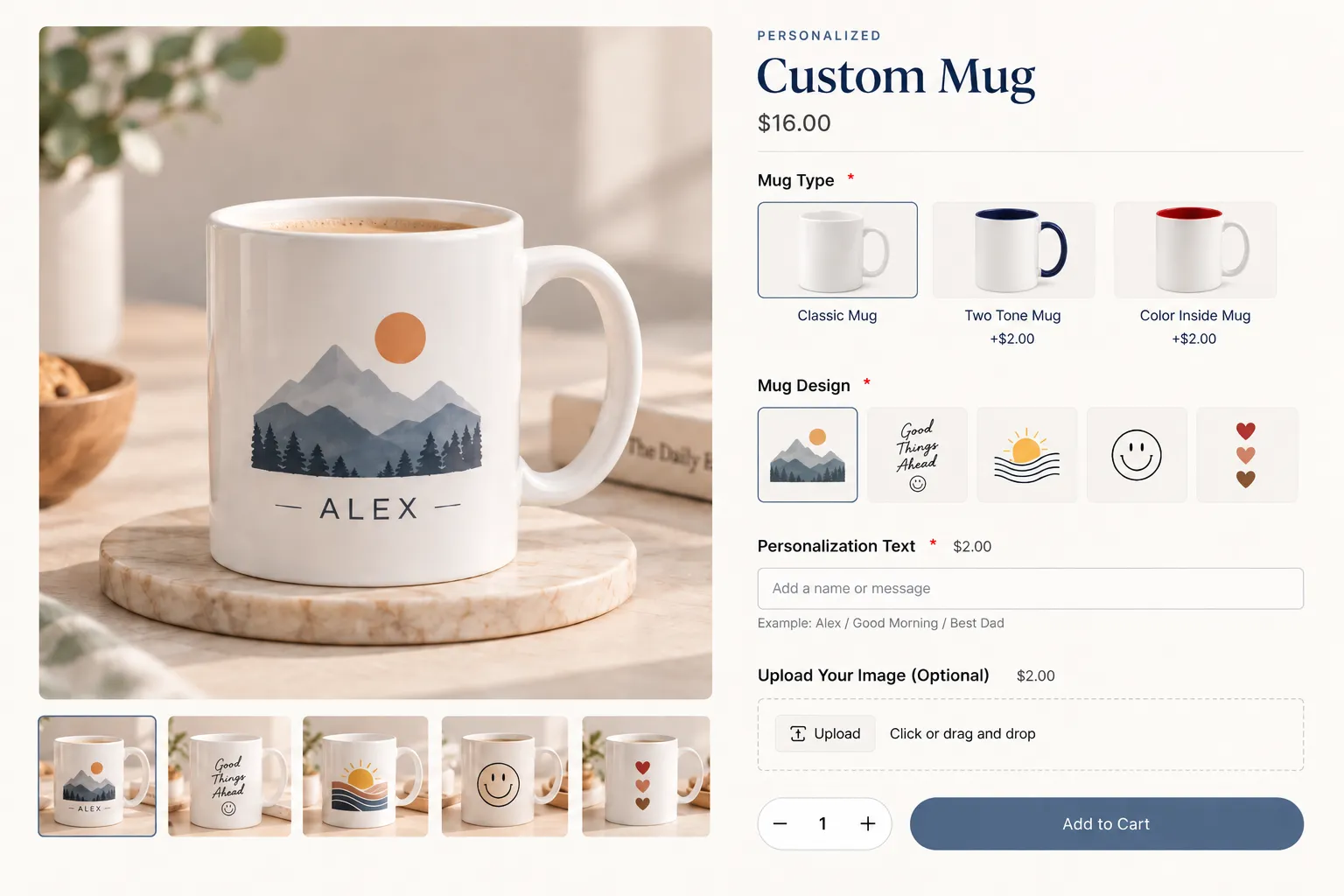 Banner image showing custom mug options