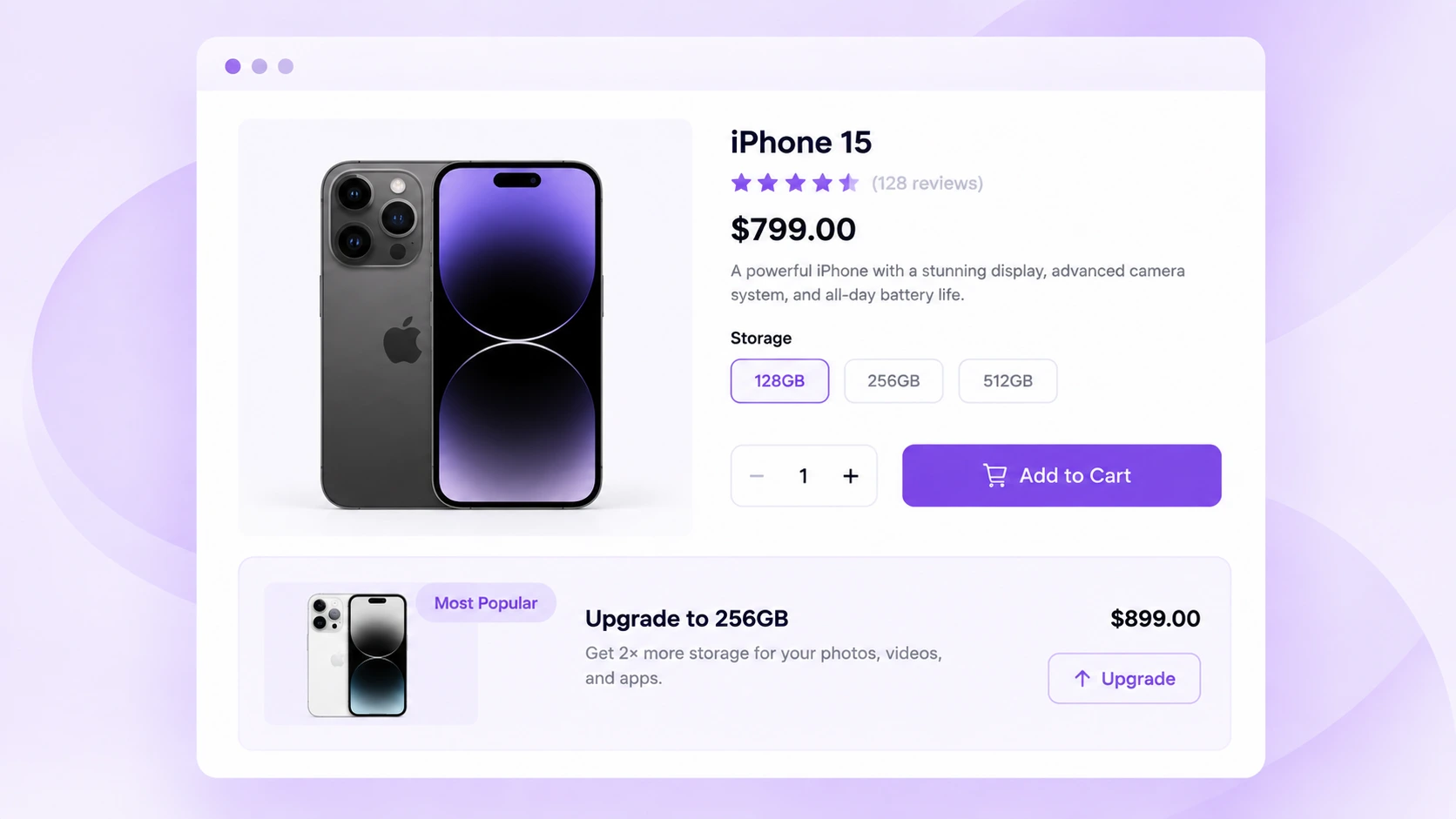 Banner image showing upsell product recommendation