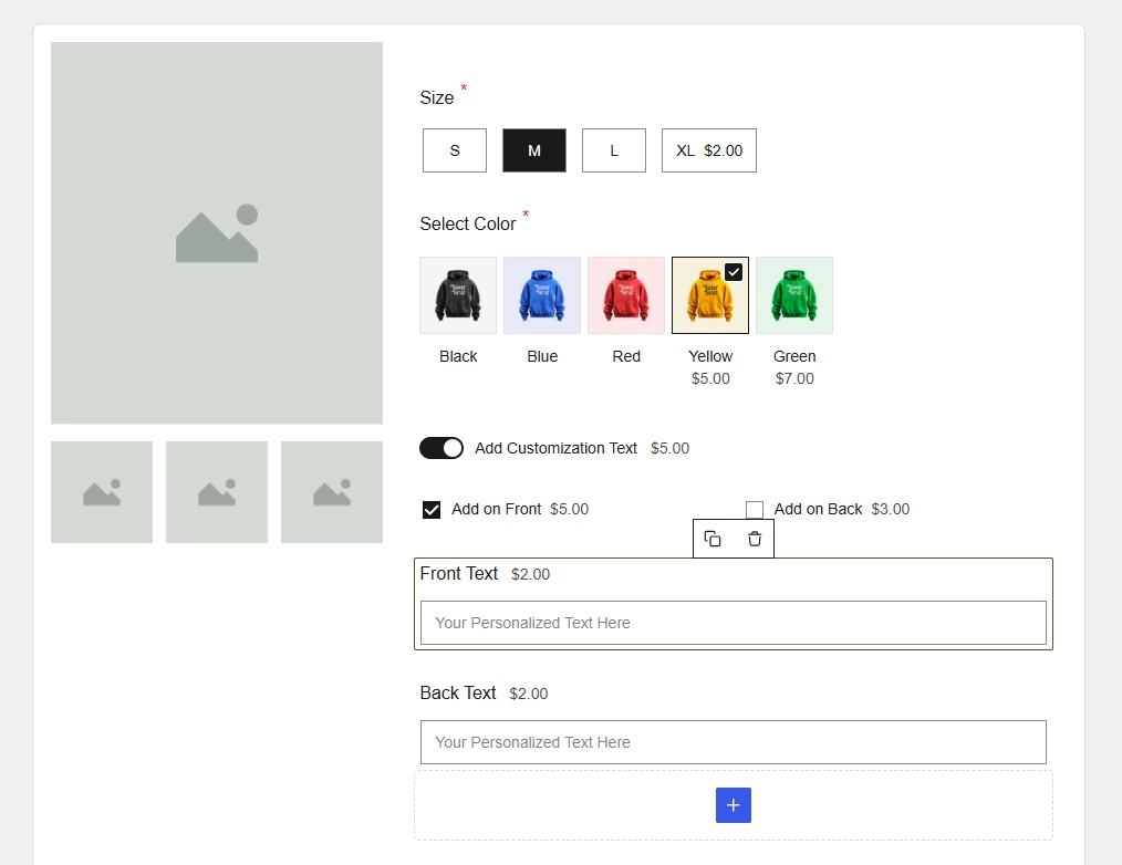 Banner showing custom hoodie product options
