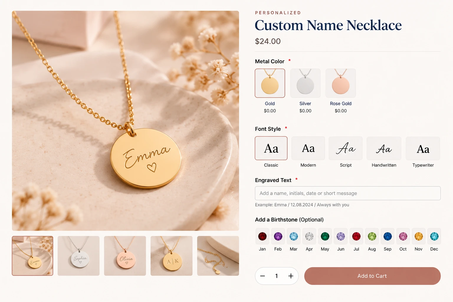 Banner showing custom necklace product