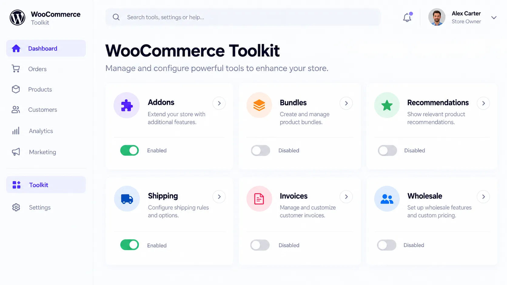 Image showing WooCommerce Toolkit Dashboard